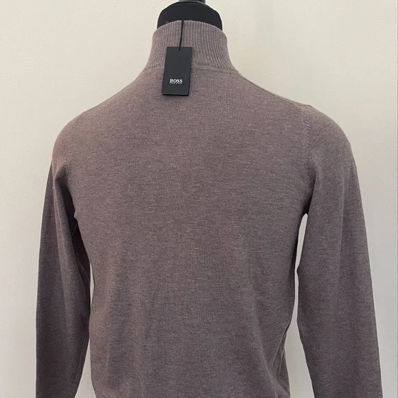 New Hugo Boss Half Zip Buttons Brown Camel Sweater Pullover